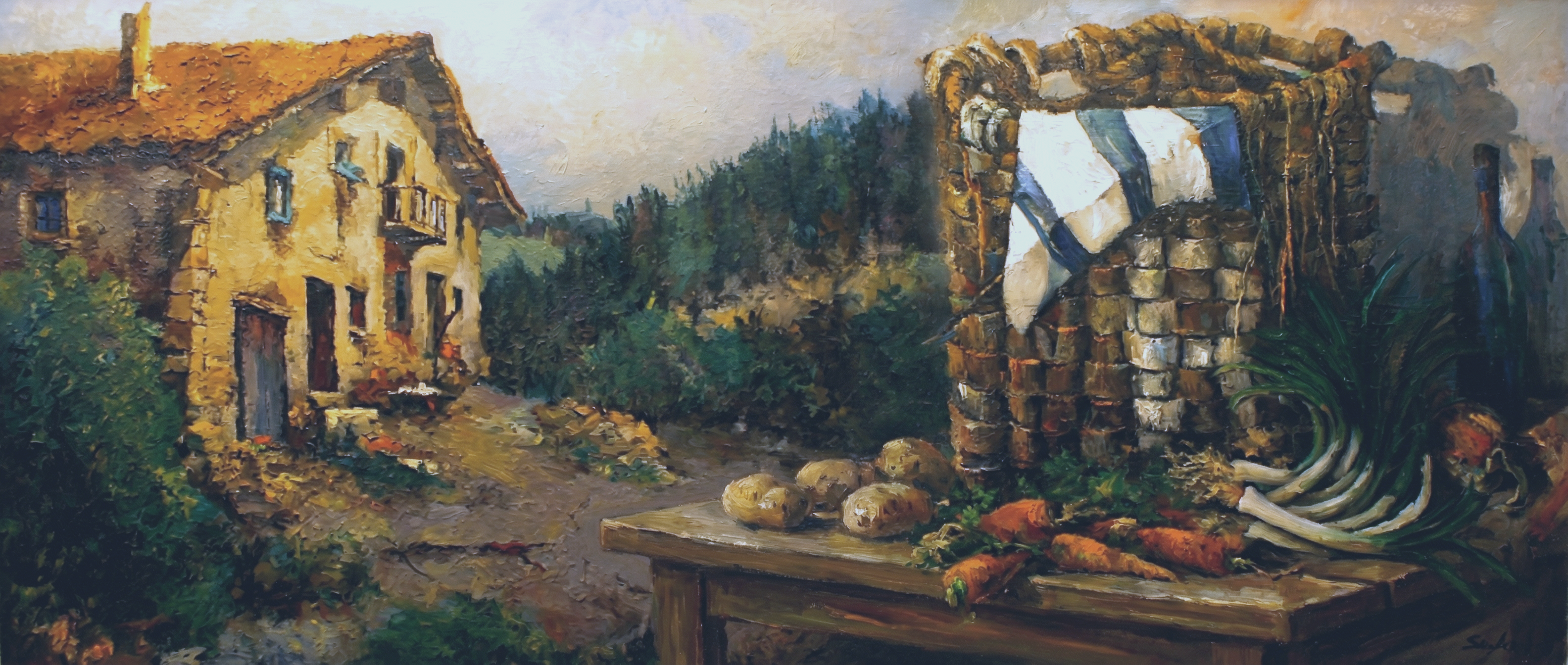 Contexto pictorico de caserio y arraigo